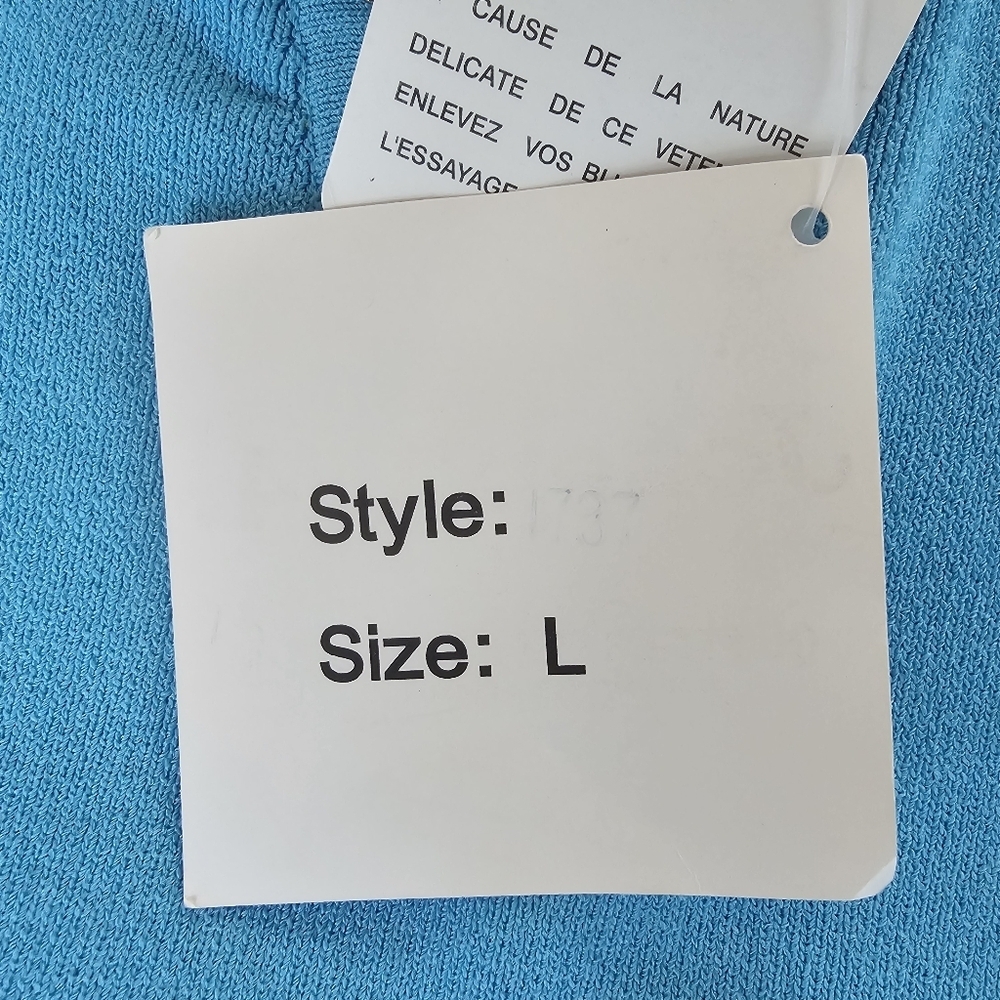 Vintage Y2k Turquoise Knit Top (Fits Small 16" P2p Tag L) Aqua Chain Grommet — image 8 of 8